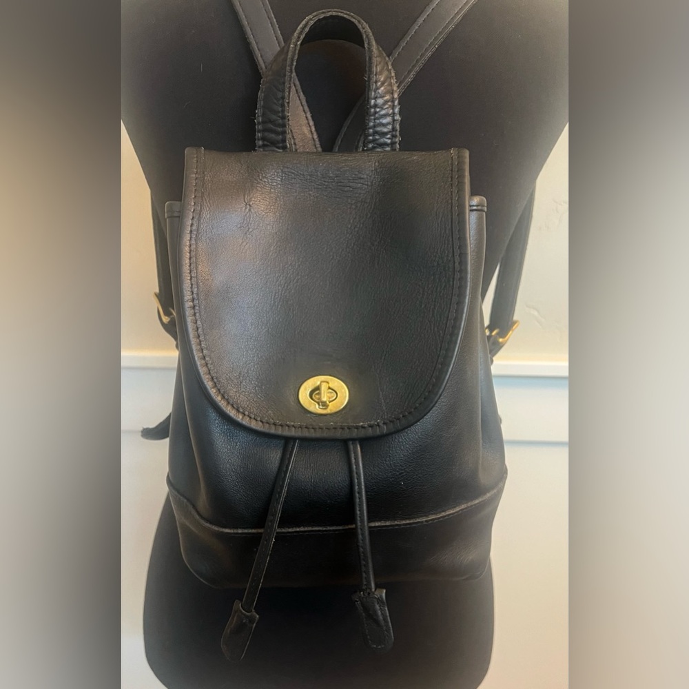Coach Black Leather Backpack